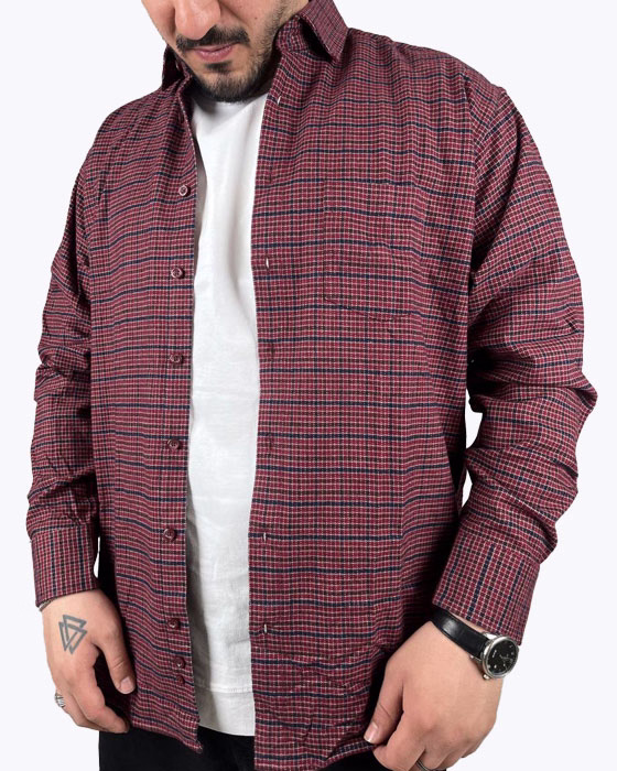 بلوز آستین بلند پشمی چهارخونه مردانه KOREA